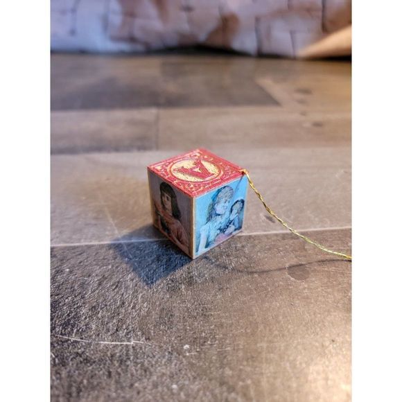 Vintage ABC block kid xmas wooden ornament - Picture 3 of 5